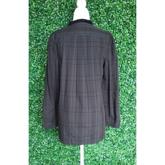 37. NWOT J. Crew Velvet-trimmed V-neck tunic in Black Watch tartan - Picture 6 of 7